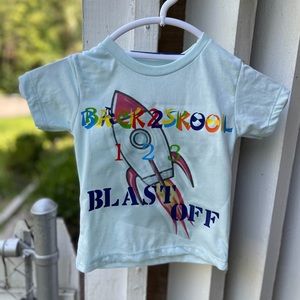 Blast to School rocket ship cotton polyester graphic short sleeve boy shirt